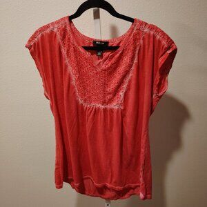 Style & Co Women's Pink Short Sleeve Shirt Size Medium Cotton